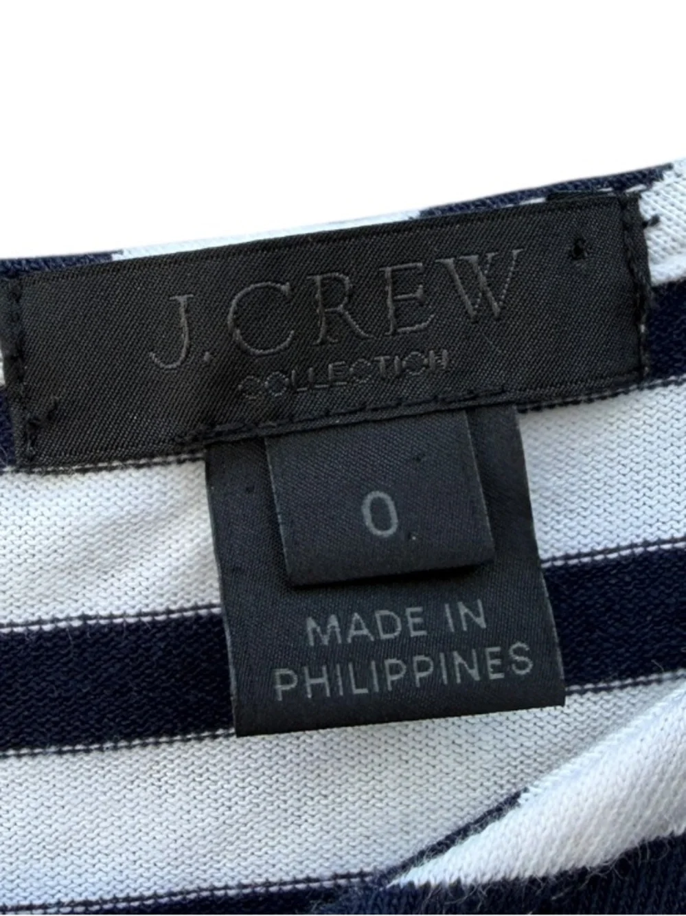 J.Crew Collection Size 0 Navy & White Striped Cotton Knit Maxi Dress